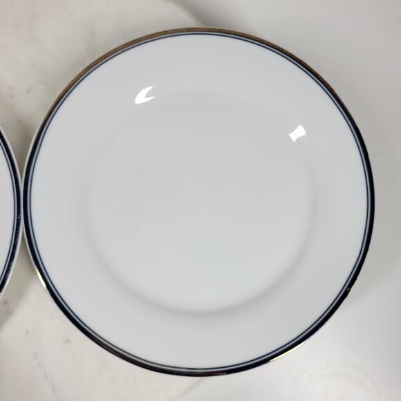 Williams Sonoma Open Kitchen Salad Plate 9" Gold Trim Porcelain 2-Pc Dinnerware - Picture 7 of 12